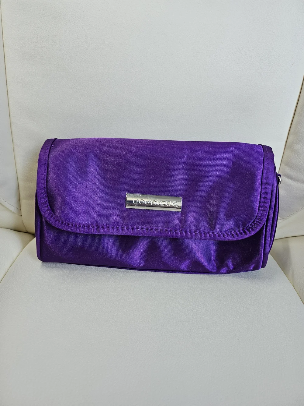 Younique Purple Satin Cosmetic Clutch